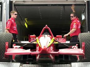 Unloading a race car