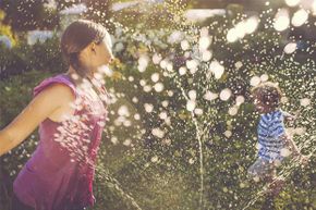 You can easily create a rainbow using a garden hose and the sun.