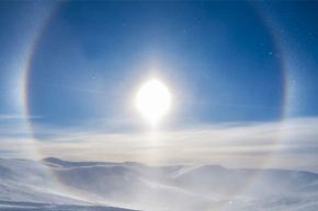 A circular rainbow is seen at Eagle Summit, Alaska.