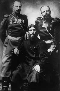 Rasputin with Russian military officials in 1910.