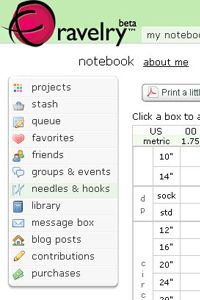 Screenshot of Ravelry