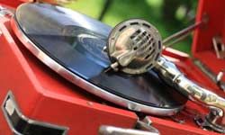 Old-fashioned red record player