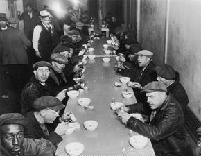 With unemployment hitting 25 percent in 1933, soup kitchens, like this one run by Al Capone, were popular during the Great Depression.