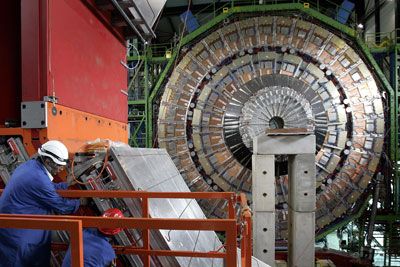 Engineers build the Large Hadron Collider.