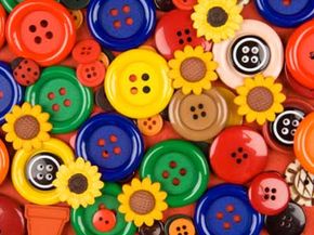 Bright plastic buttons like these can add texture and color to a collage.