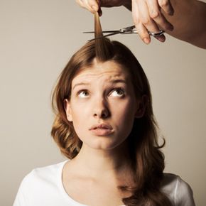 girl getting a haircut