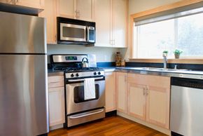 Stainless steel appliances are all the rage, and you might be able to find them used within your budget.