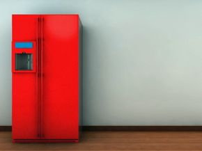 red fridge