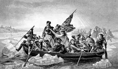 engraving of washington crossing the delaware