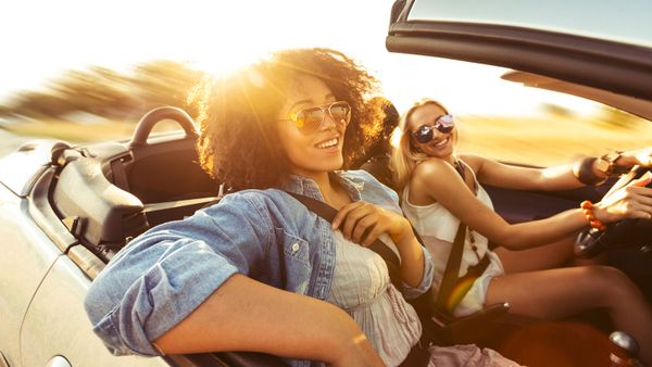 two girls in car