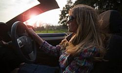 Woman driving.