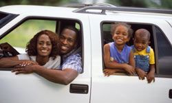 family in mini van