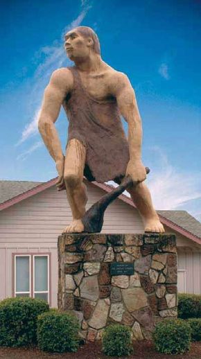 The Caveman Statue represents the club that used to meet in the cave system near Grants Pass, Oregon.