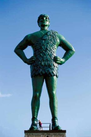 The Jolly Green Statue in Blue Earth, Minnesota, has stood tall at the Green Giant headquarters since 1979.