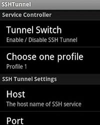 screenshot of SSH Tunnel root app