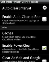 screenshot of CacheMate root app