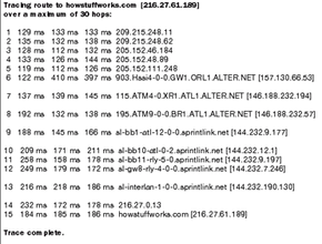 Tracing route transcript.