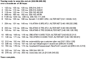 Tracing route transcript between the U.S. and BBC.