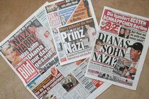 German tabloids, including the &quot;Berliner Kurier,&quot; &quot;Bild&quot; and &quot;B.Z.,&quot; feature the story of British Prince Harry attending a party dressed in a Nazi uniform.