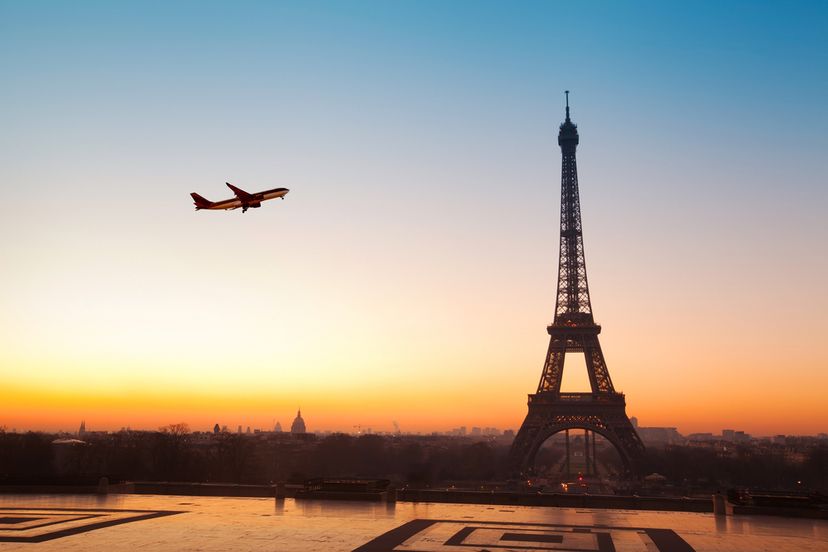 airplane taking off in paris
