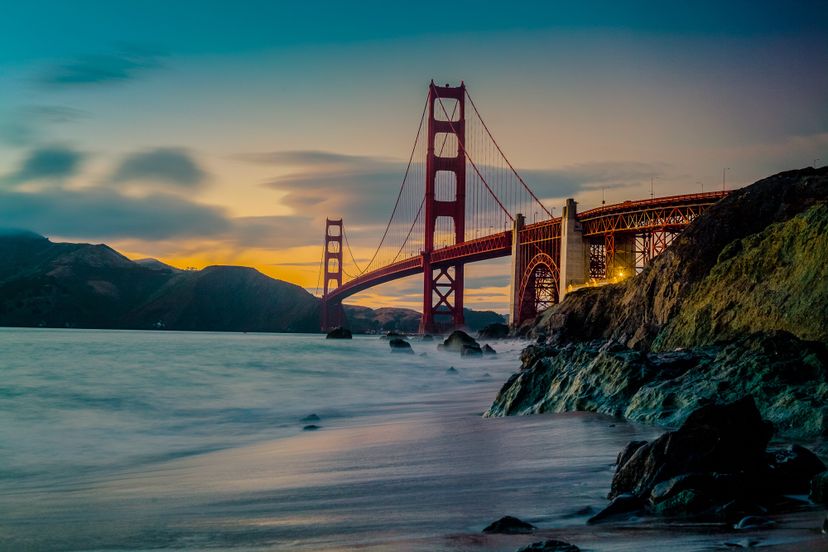 San Francisco Bridge over Water at Sunset