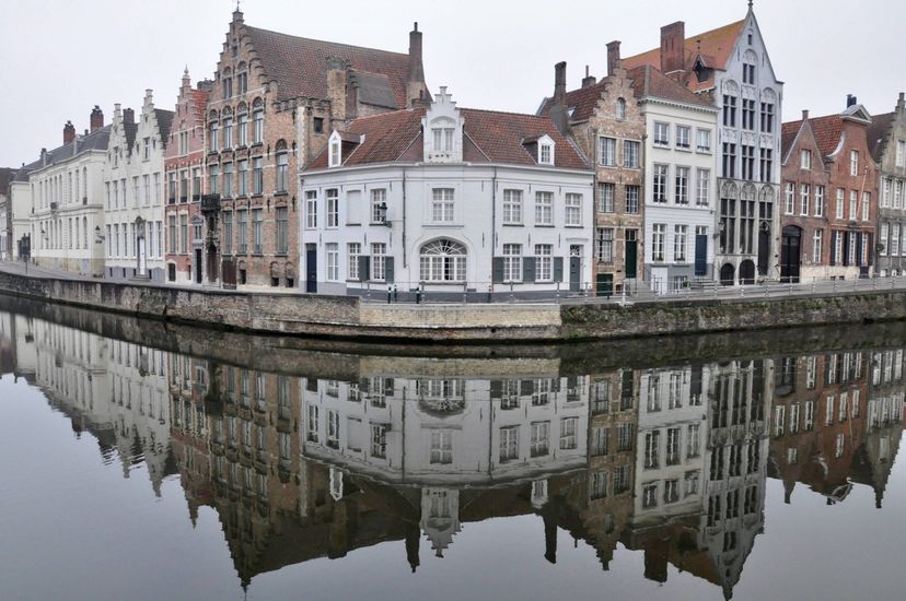 Bruges, Belgium houses over water
