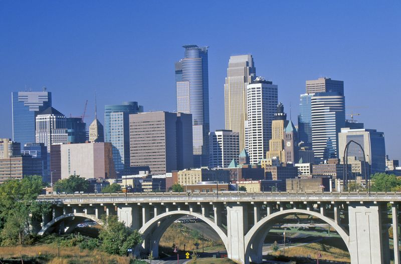 Morning view of Minneapolis, MN skyline