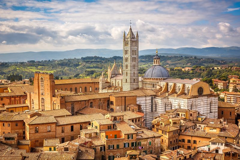Aerial view over Siena