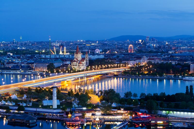 Vienna Austria Night Aerial