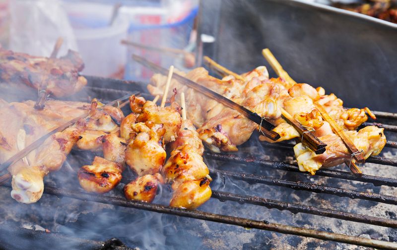 grilled chicken on a stick
