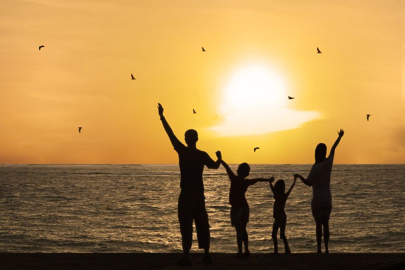 Family beach sunset