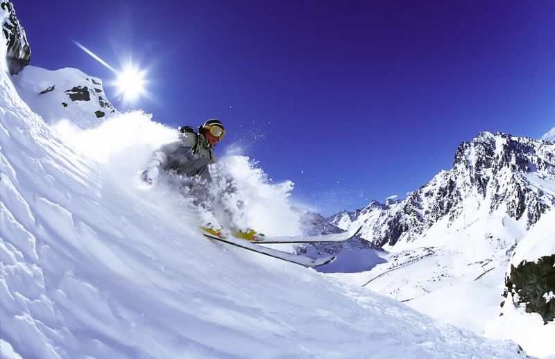 Skiing Portillo, Andes Mountains, Chile