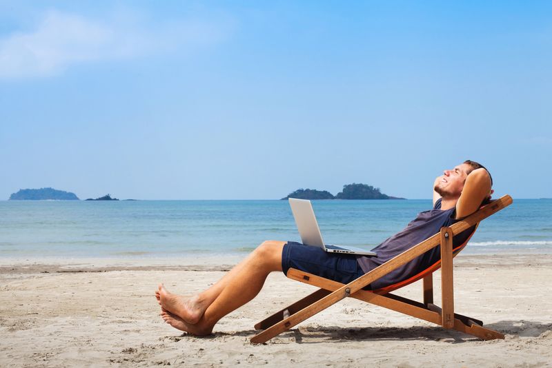 relaxing on beach