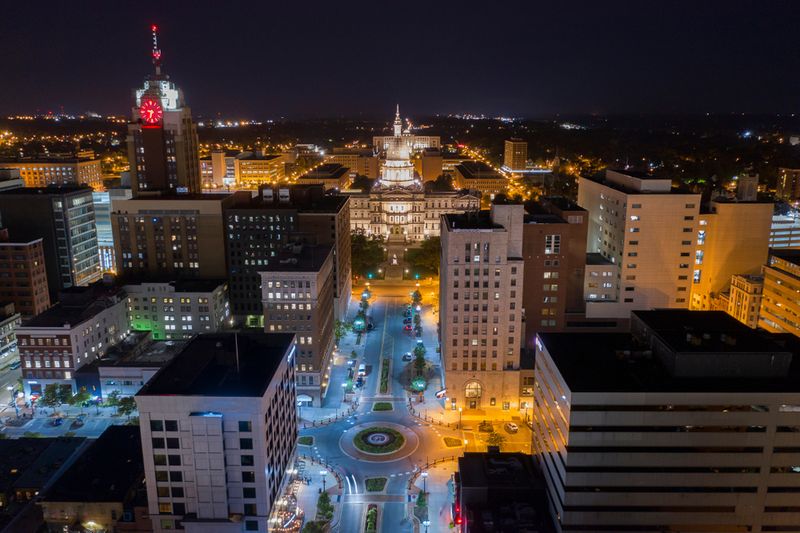 Lansing, Michigan downtown view from above
