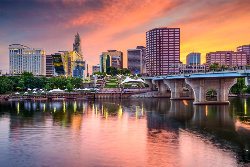 Hartford, Connecticut city view from the river