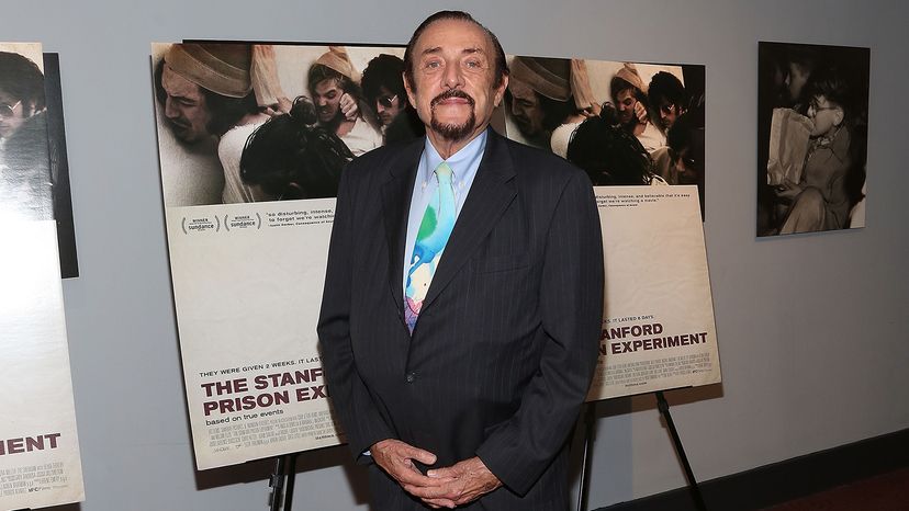 Zimbardo poses in front of posters for the 2015 movie  Taylor Hill/FilmMagic/Getty Images