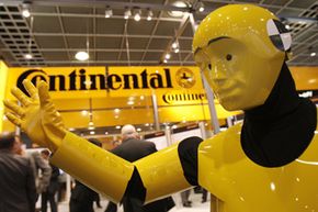 Image Gallery: Car Safety A man dressed as a crash test dummy promotes Electronic Stability Control (ESC) at the booth of auto supplier Continental in Frankfurt, Germany, on Sept. 12, 2007. See more car safety pictures.