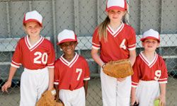 children in baseball uniforms