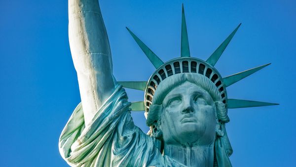 Symbol of freedom: iconic statue at famous place.