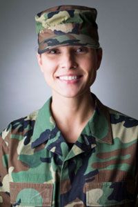 woman wearing military fatigues