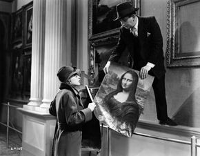 In a scene from the 1937 movie &quot;Good Morning Boys,&quot; Mark Daly and Lilli Palmer swap the real Mona Lisa for a copy. Art heists have grown more and more common.