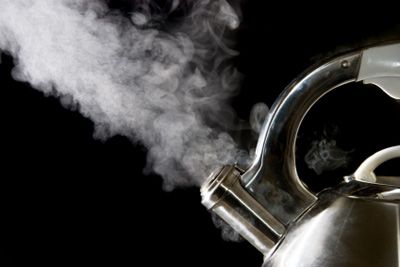 steam from boiling kettle