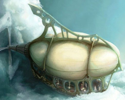 steampunk, airship, blimp