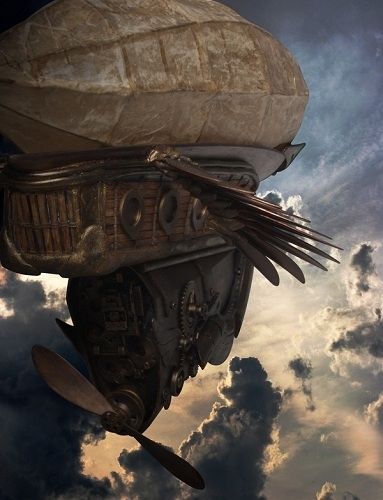 steampunk, airship, blimp