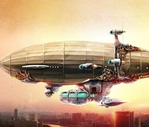 steampunk blimp drawing