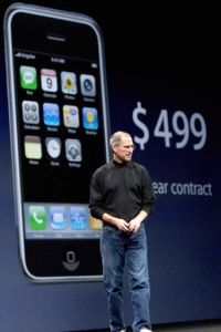 steve jobs with first iphone