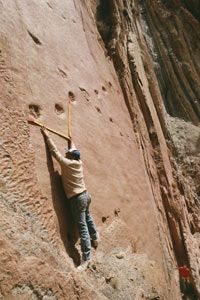 Cliff face with dinosaur tracks