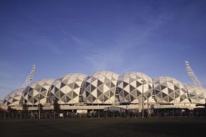 The Buckminster Fuller-inspired Melbourne Rectangular Stadium gets its photo snapped on April 26, 2011. 
