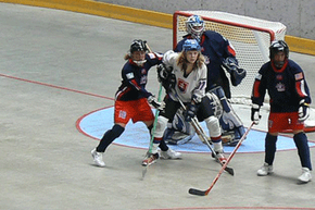 A game of street hockey can be a lot less formal than this, but it's still always a good idea to wear some protective gear.