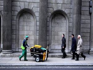 Street sweeper at work in London. 